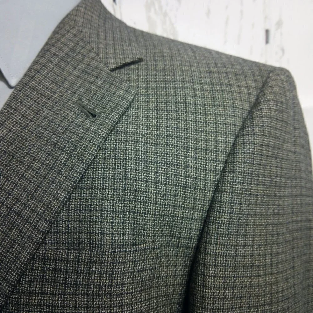 Hart Schaffner Marx Dillard's 40R 2 Button Brown Gray Check Blazer Sport Coat